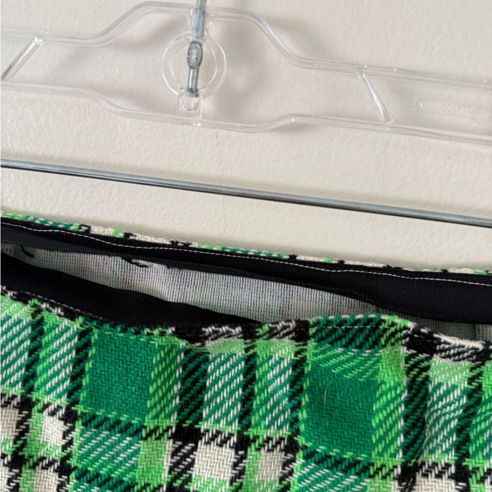 Vintage Retro Green Tartan Plaid Women's Wool Skirt Handmade - Size Small (4/6) - Picture 2 of 10